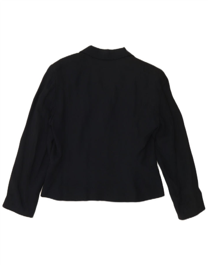 MARELLA Veste blazer 4 boutons pour femme UK 16 Large Bleu marine Viscose