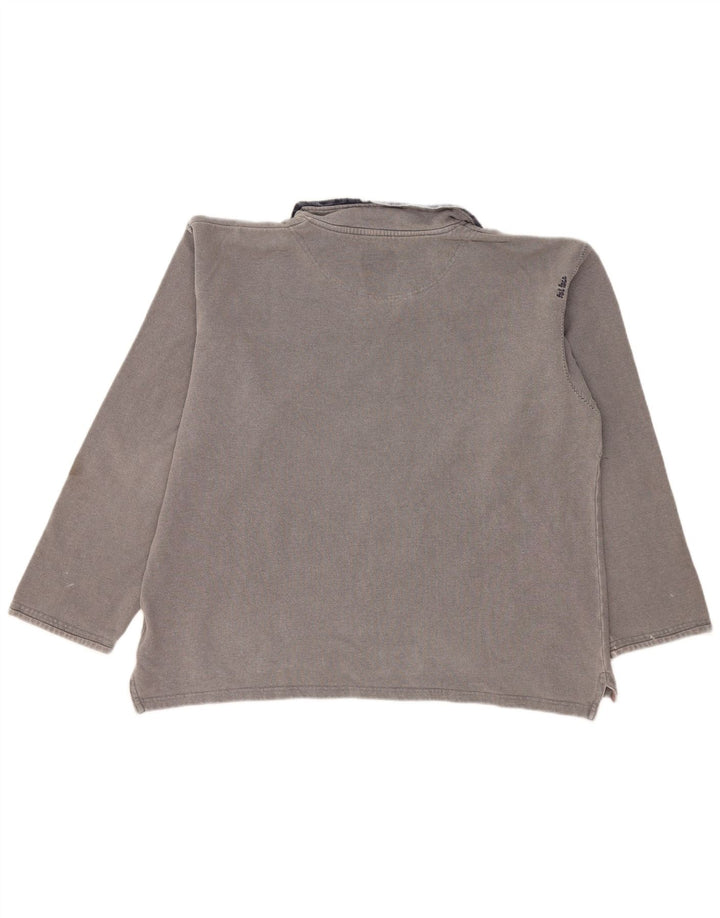 Fat Face Sweat-shirt à col zippé pour homme en coton gris Taille L