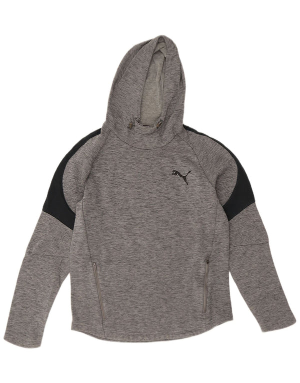 Puma Pull à capuche pour homme en coton color block Small Gris
