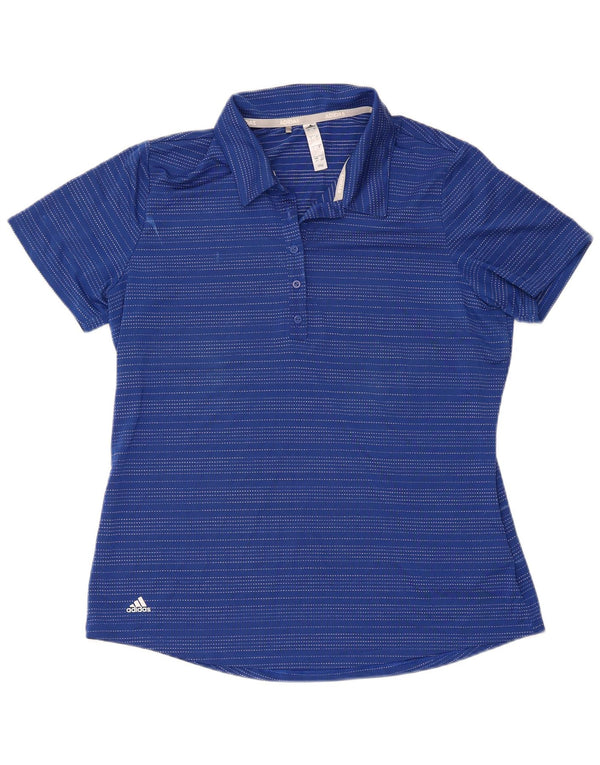 Adidas Polo à manches courtes pour femme Grand bleu rayé en polyester