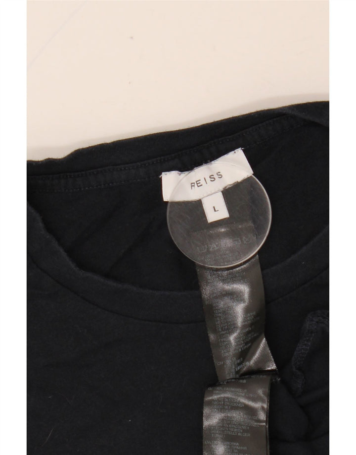 REISS T-Shirt Femme Top UK 16 Large Bleu Marine Coton