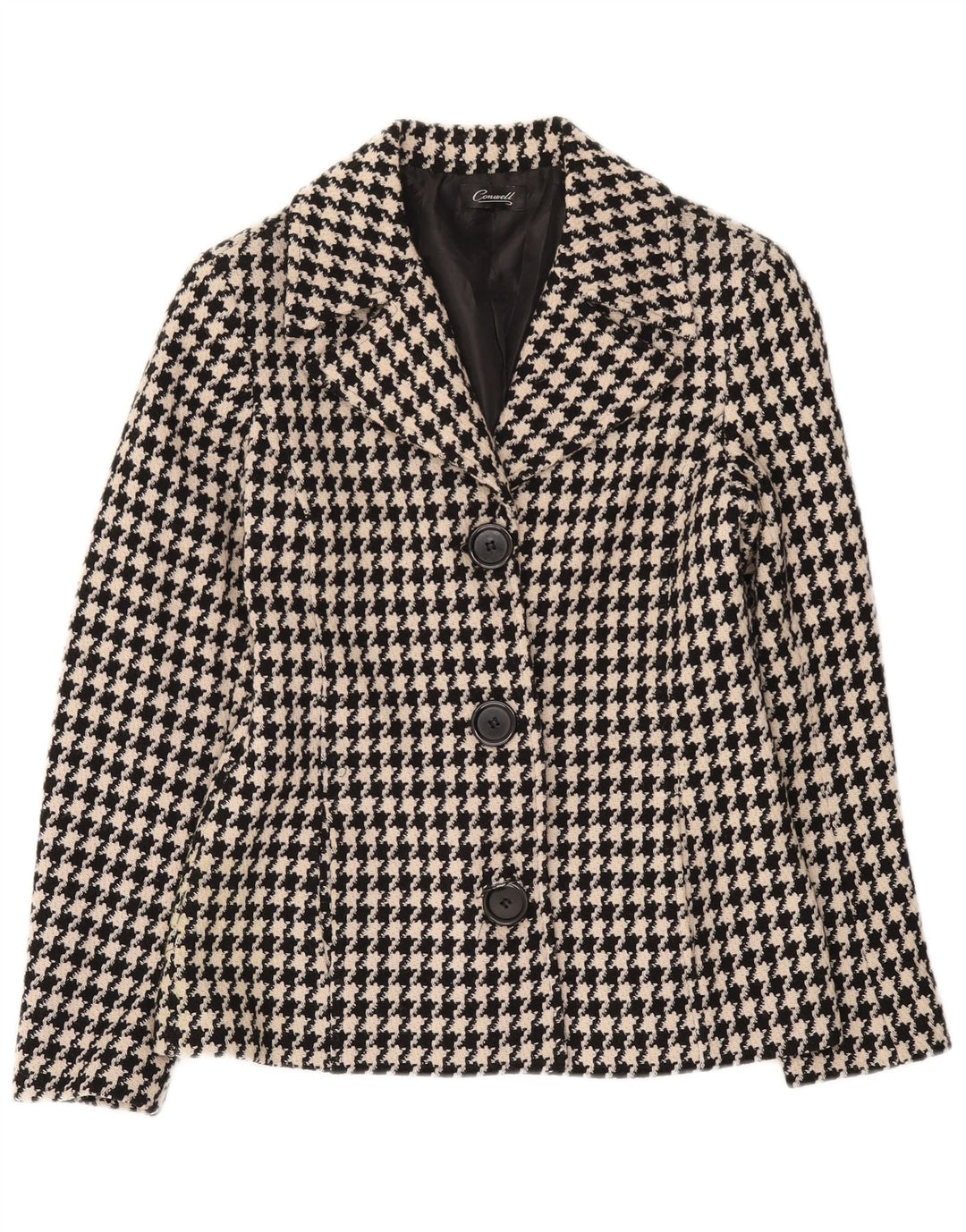 Conwell Veste blazer à 3 boutons pour femme UK 8 Petit pied de poule noir