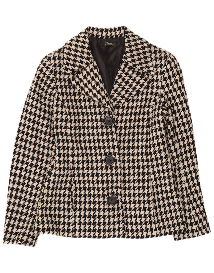 Conwell Veste blazer à 3 boutons pour femme UK 8 Petit pied de poule noir