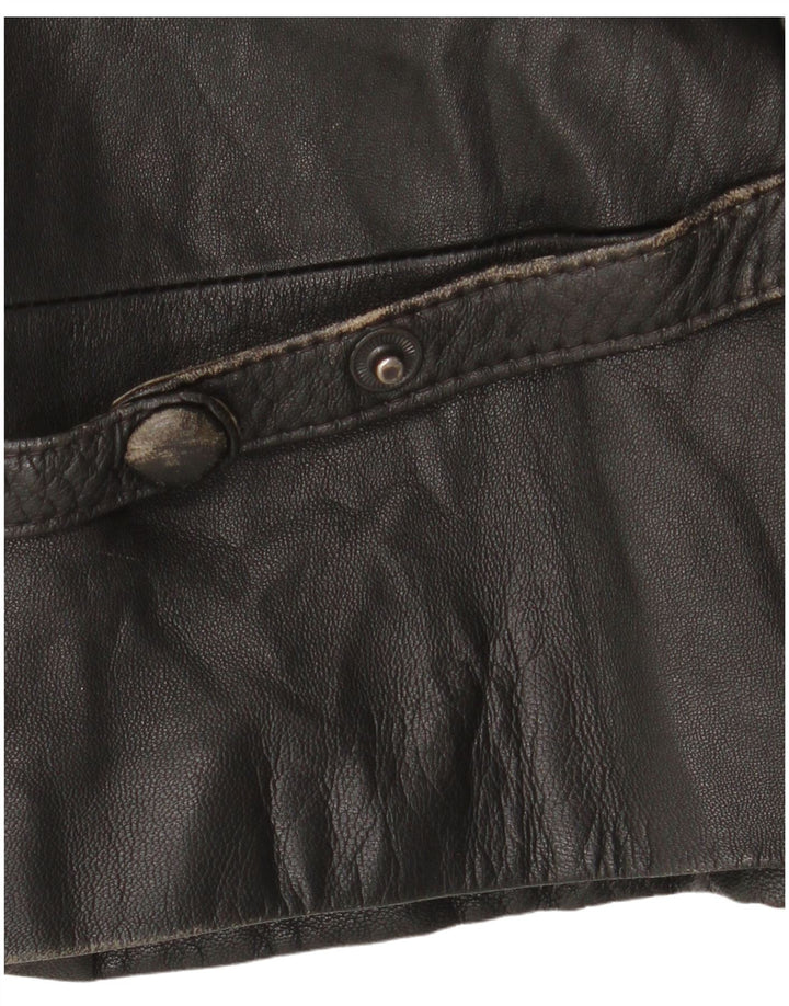 veste en cuir surdimensionnée femme vintage EU 46 XL Cuir noir