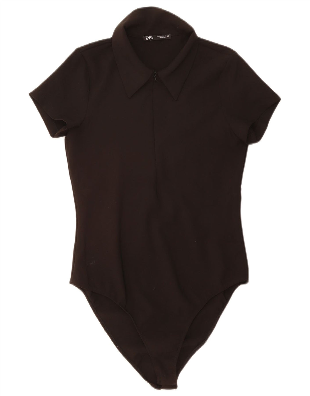 Zara Body à col polo pour femme UK 14 Large Noir Polyester
