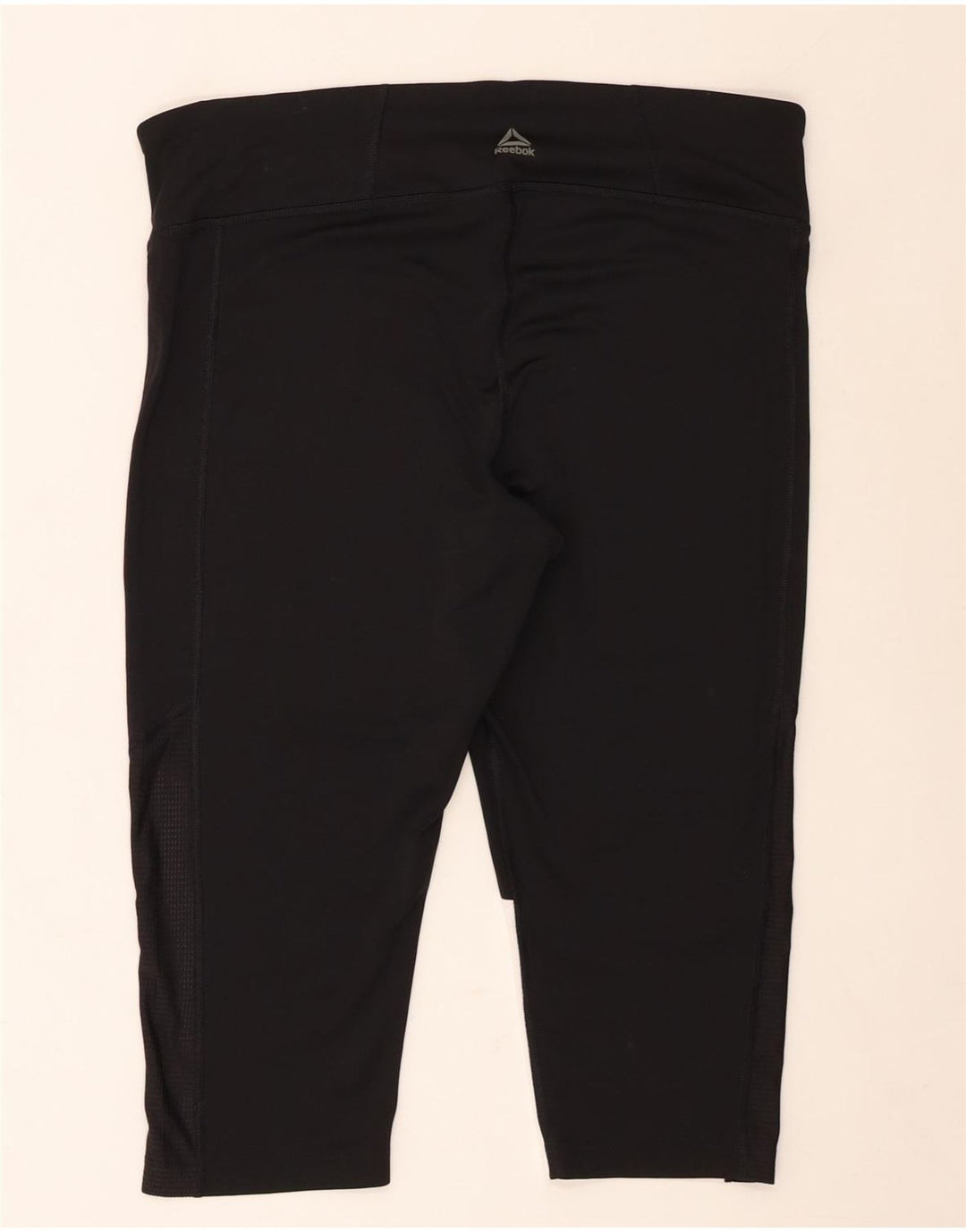 REEBOK Leggings Capri Femme UK 20/22 XL Noir Colorblock Polyester