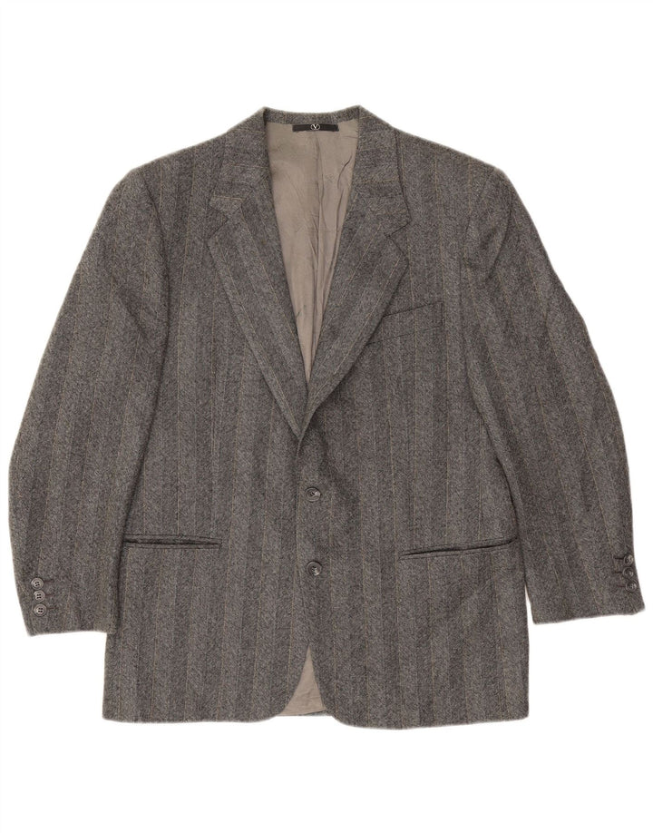 Valentino Veste Blazer 2 Boutons Homme IT 48 Laine Vierge Rayée Gris Moyen
