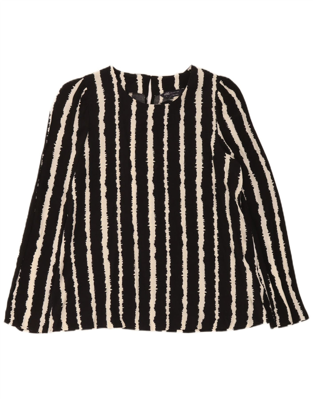 Marks & Spencer Chemisier à manches longues pour femme UK 10 Petit Noir Rayé