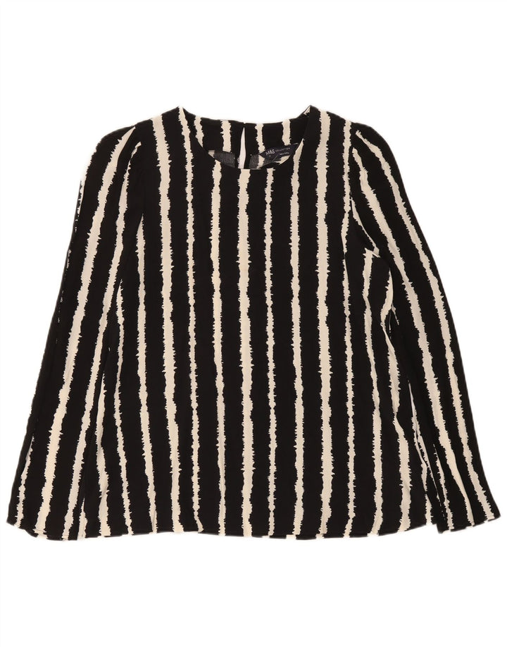 Marks & Spencer Chemisier à manches longues pour femme UK 10 Petit Noir Rayé