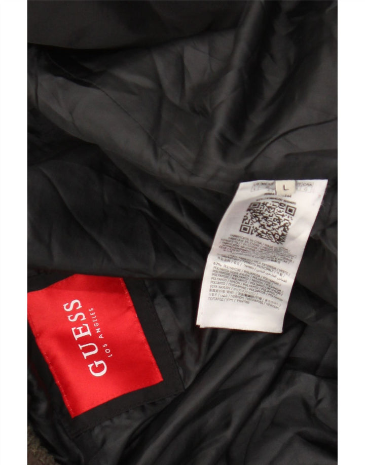 Guess Veste matelassée à capuche pour hommes UK 40 Large Noir Polyamide