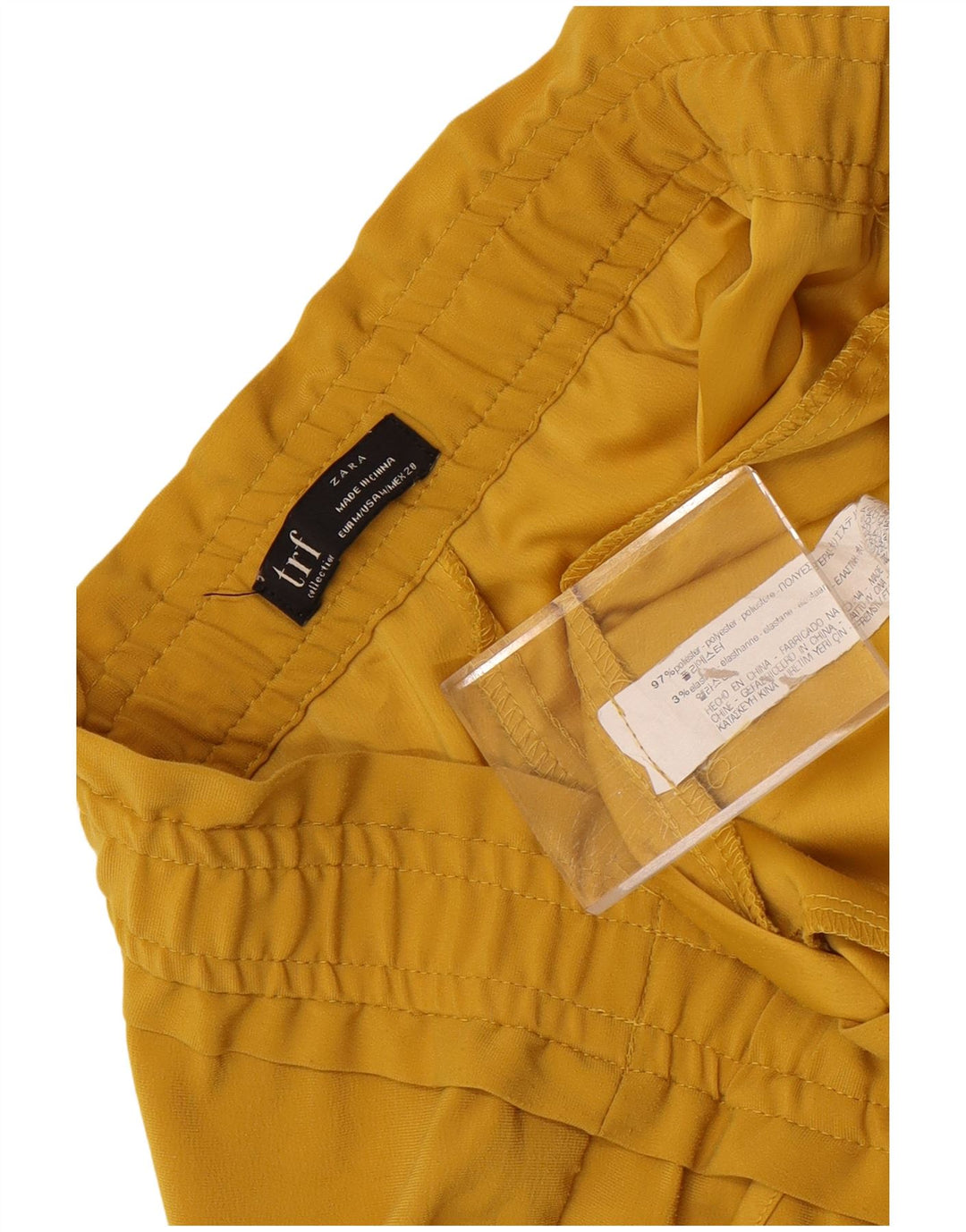 Pantalon court fuselé Zara Femme Moyen W28 L25 Jaune Polyester