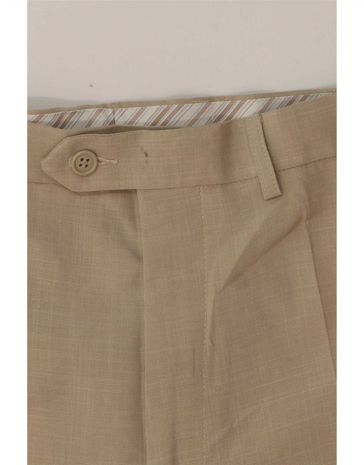 Marks & Spencer Pantalon de Costume Droit Homme W34 L28 Beige Polyester