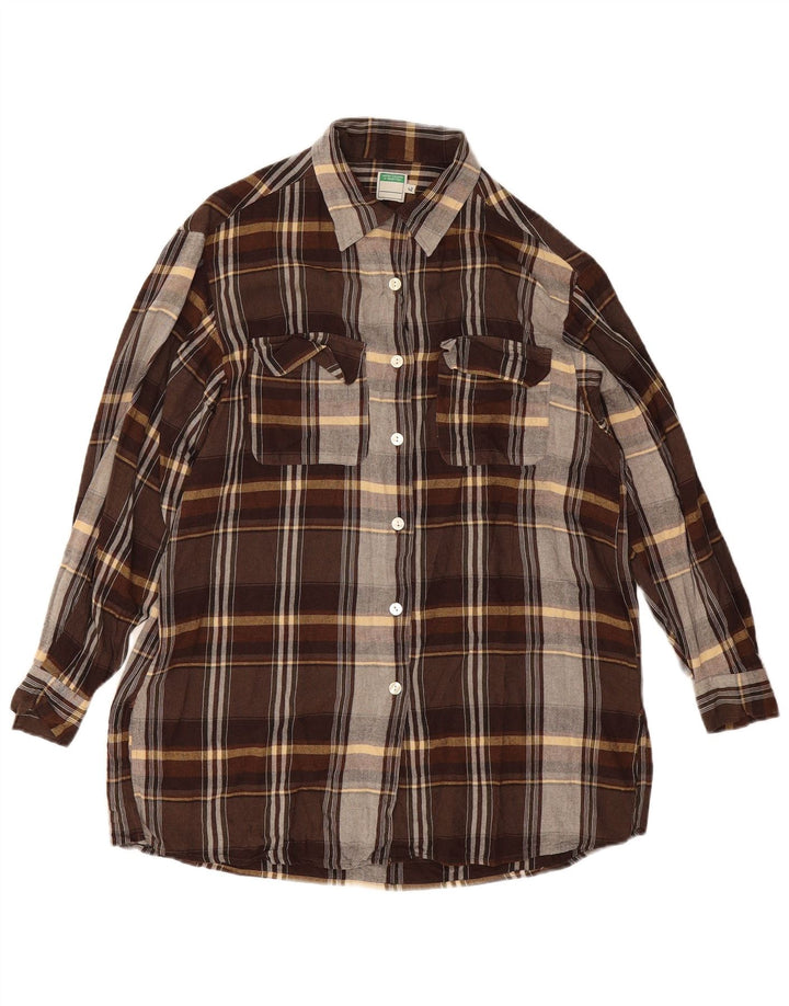 Benetton Chemise Femme IT 42 Viscose À Carreaux Marron Moyen