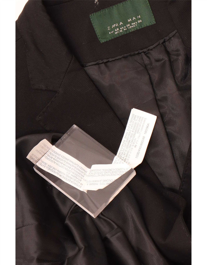 Zara Veste Blazer 2 Boutons Homme EU 48 Coton Noir Moyen