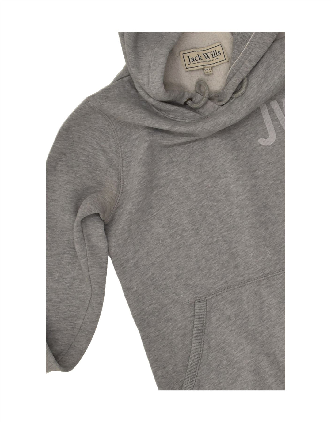 JACK WILLS Womens Graphic Hoodie Jumper UK 8 Small  Grey Cotton | Vintage Jack Wills | Thrift | Second-Hand Jack Wills | Used Clothing | Messina Hembry 