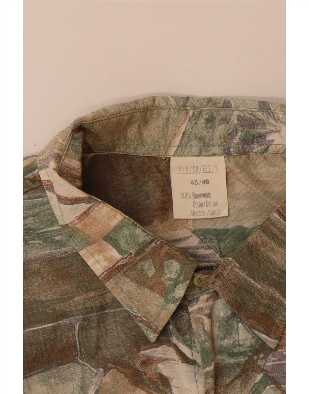 Vintage Homme Motif Abstrait Chemise à Manches Courtes UK 45/46 XL Multicolore