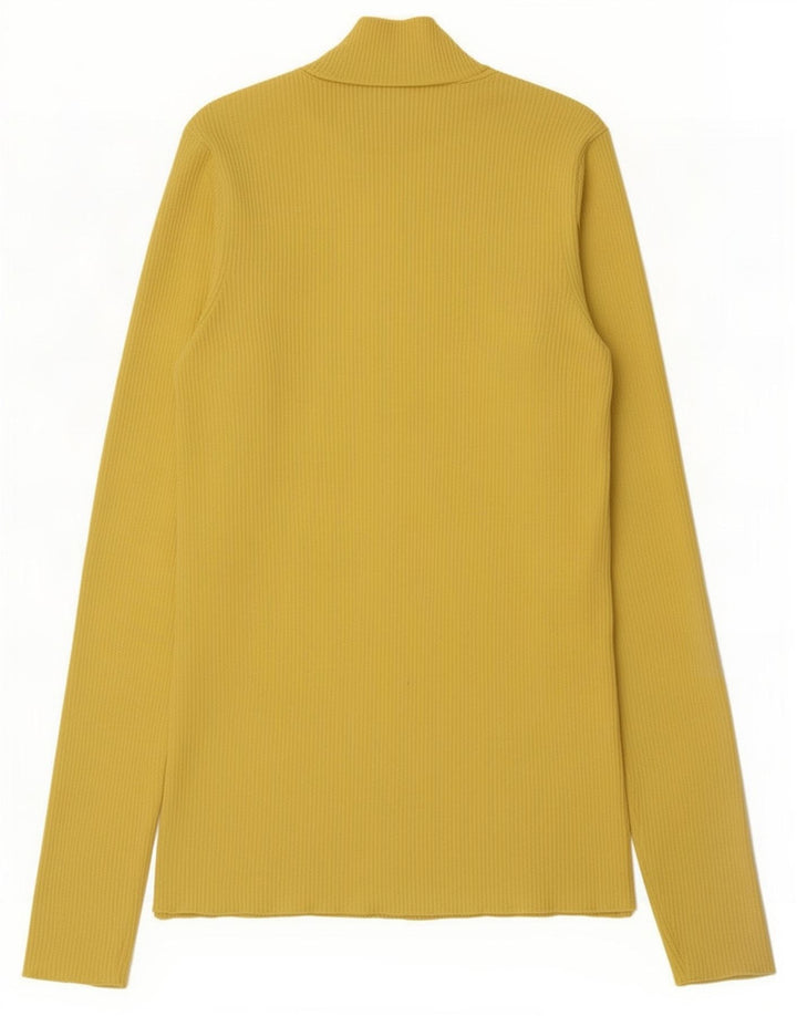Zara Femme Top Manches Longues UK 8 Small Jaune Polyamide