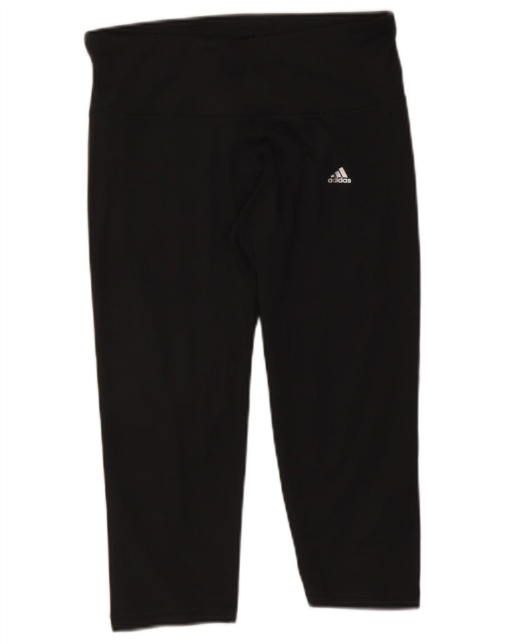 Adidas Femmes Climalite Capri Leggings UK 12/14 Moyen Noir Polyester