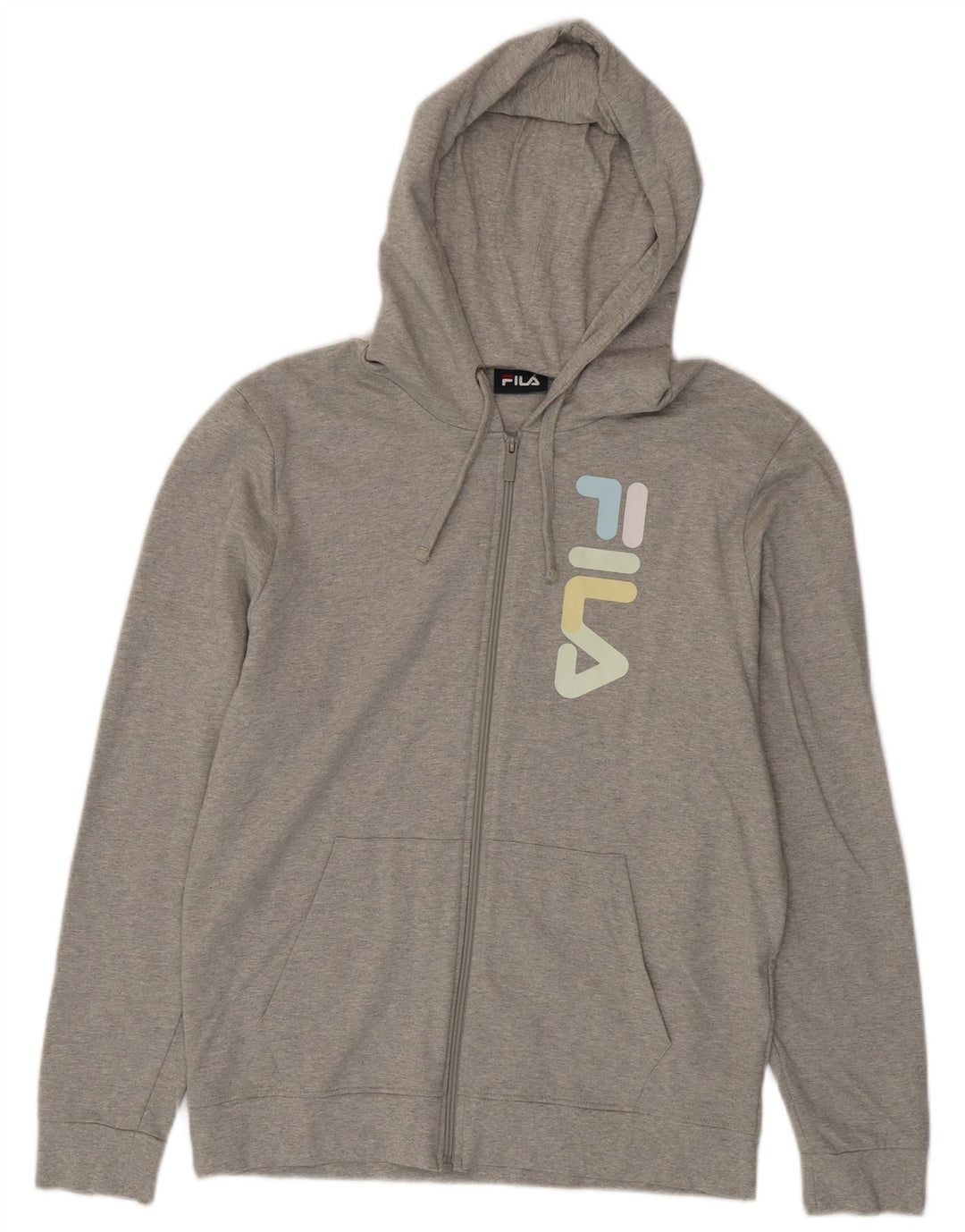 Fila Sweat à Capuche Graphique Zippé Homme Gris Moyen Moucheté Coton