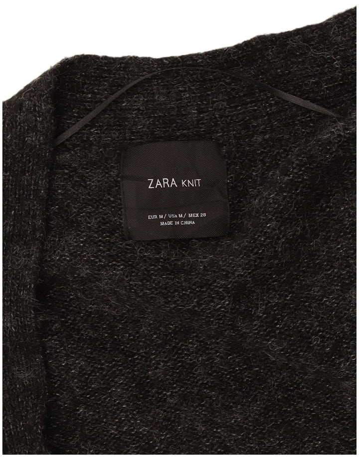 Zara Pull Cardigan Ouvert Femme UK 14 Gris Moyen