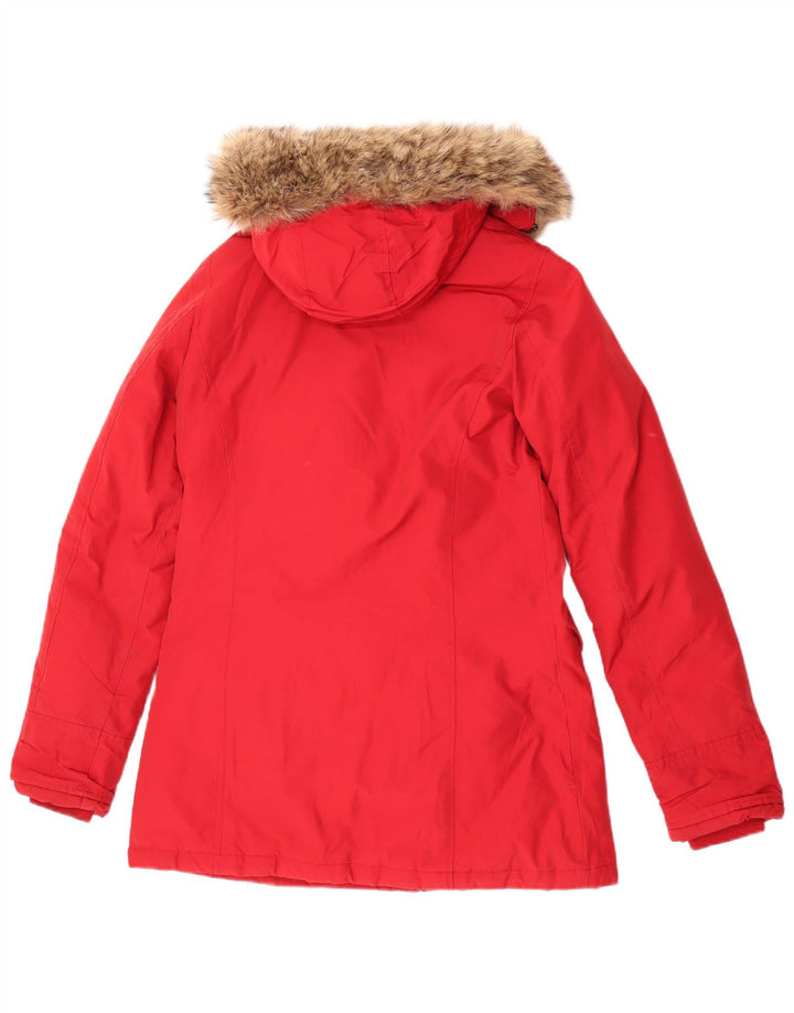 Woolrich Veste matelassée à capuche pour femme UK 10 Small Rouge Coton