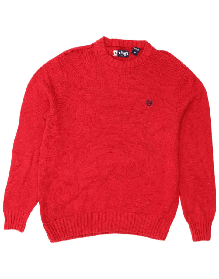 Chaps Pull à col rond pour homme en coton rouge Large