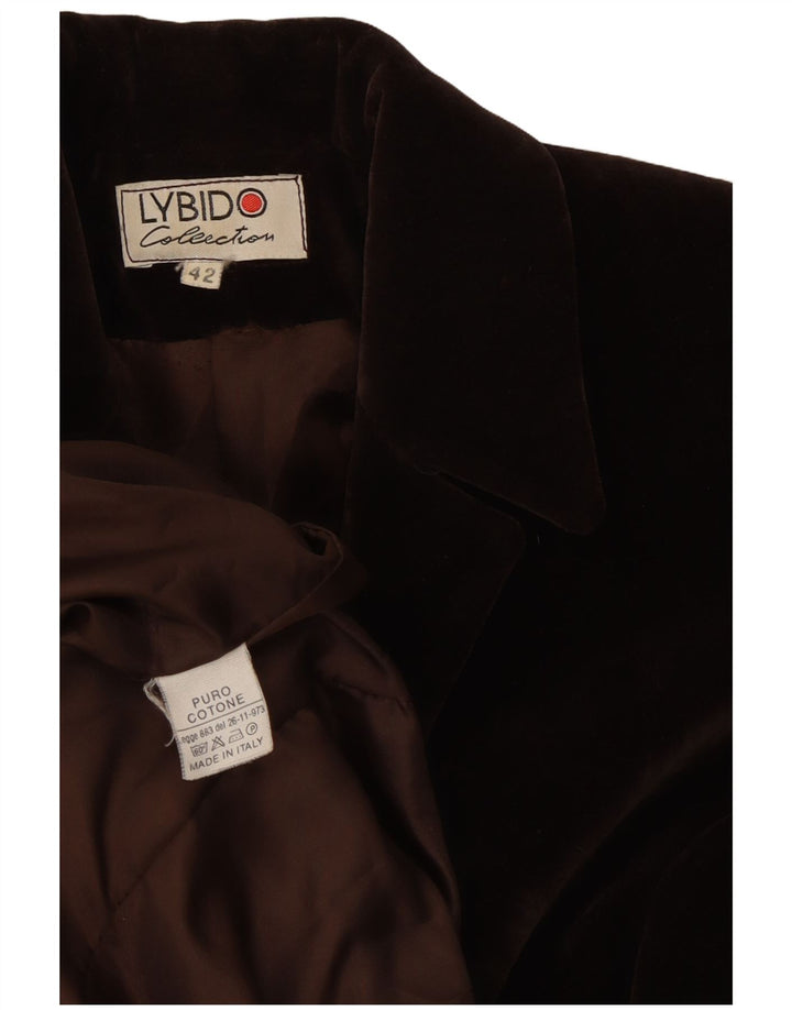 Lybido Veste blazer en velours à 3 boutons pour femme IT 42 en coton marron moyen