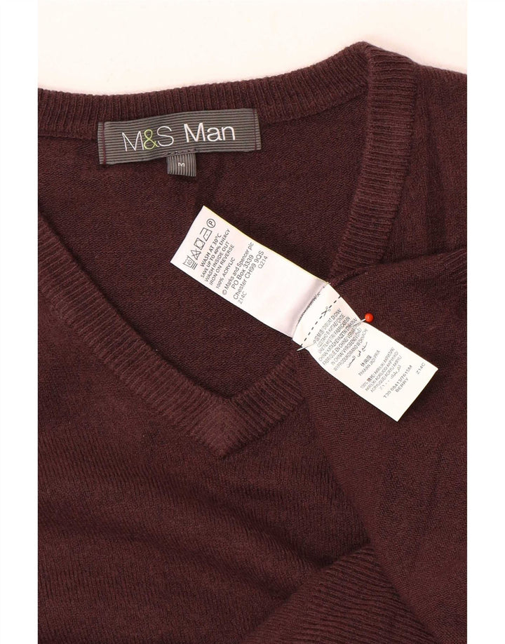 Marks & Spencer Pull Col V Homme Acrylique Marron Moyen