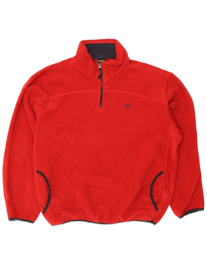Nautica Pull polaire à col zippé pour homme XL Rouge Polyester