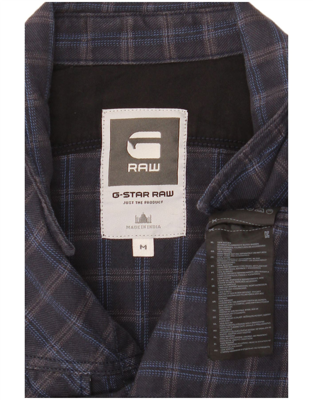 G-Star Chemise en flanelle pour homme en coton à carreaux bleu marine moyen