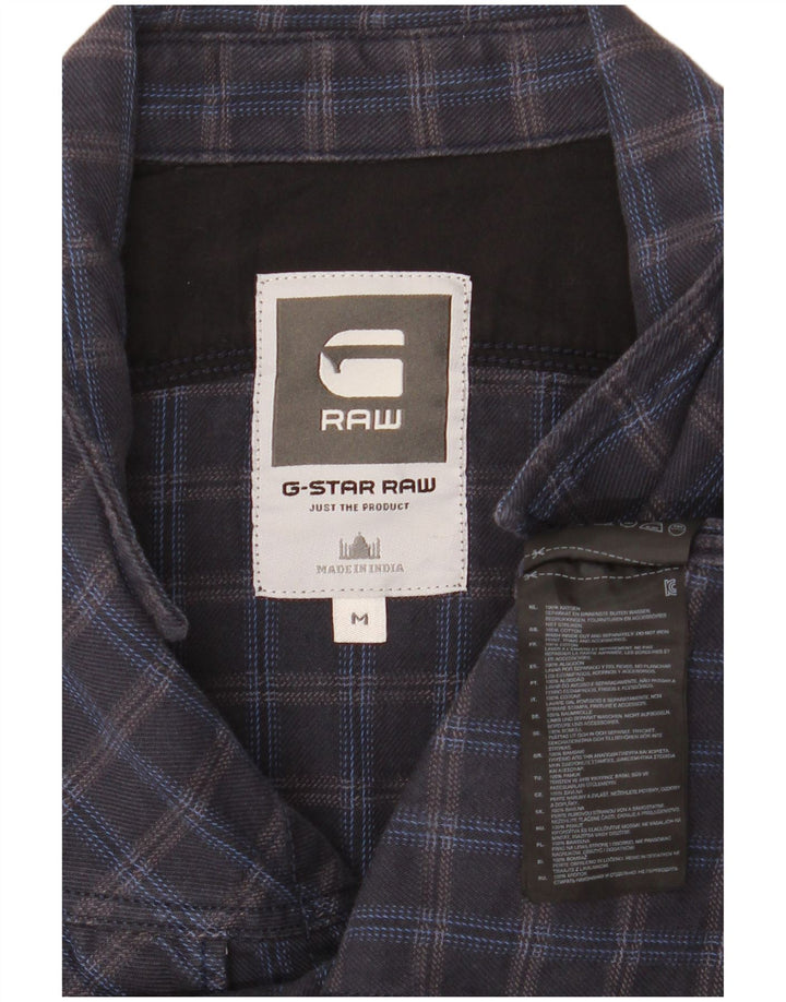 G-Star Chemise en flanelle pour homme en coton à carreaux bleu marine moyen