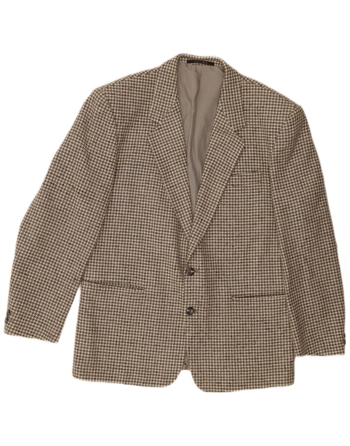 Division Vogue Veste Blazer 2 Boutons pour Homme UK 38 Pied-de-Poule Gris Moyen