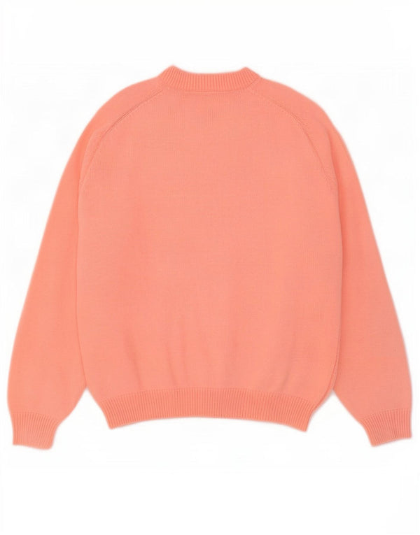 vintage Femmes Oversize Crew Neck Jumper Pull UK 16 Grand Orange