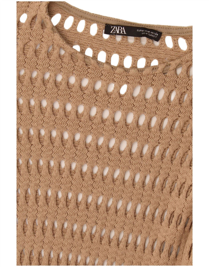 Zara Robe de plage au crochet pour femme UK 12 Beige moyen