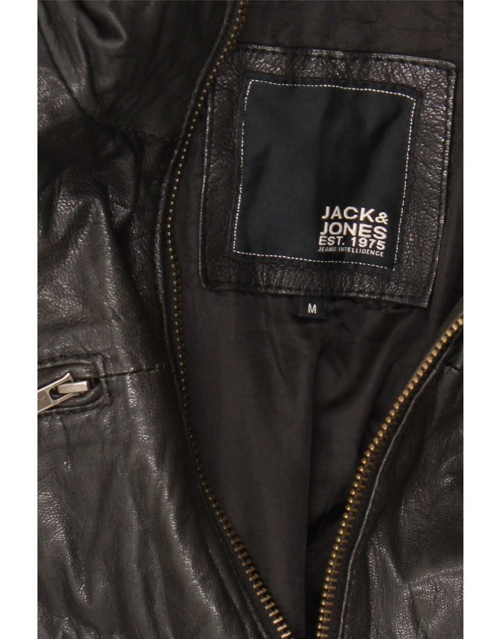 Jack & Jones Veste bomber en cuir pour homme UK 38 Medium Noir