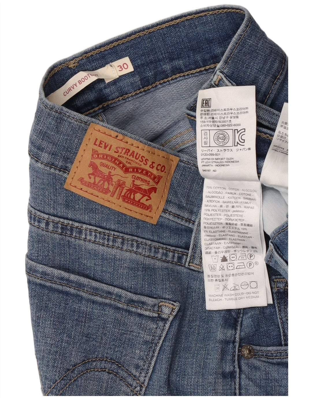Levi's Jean Bootcut Curvy Femme W30 L30 Bleu Coton