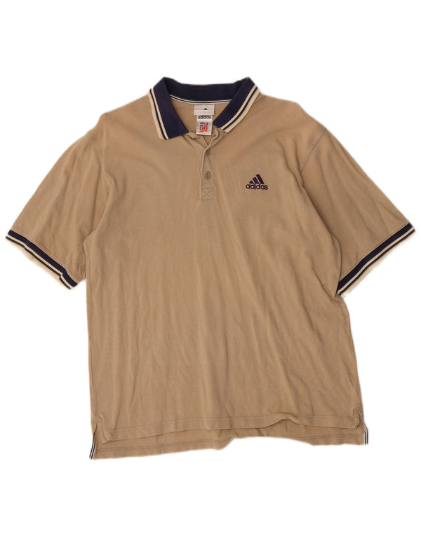 Adidas Polo Rugby Homme UK 40/42 Coton Rayé Beige Moyen