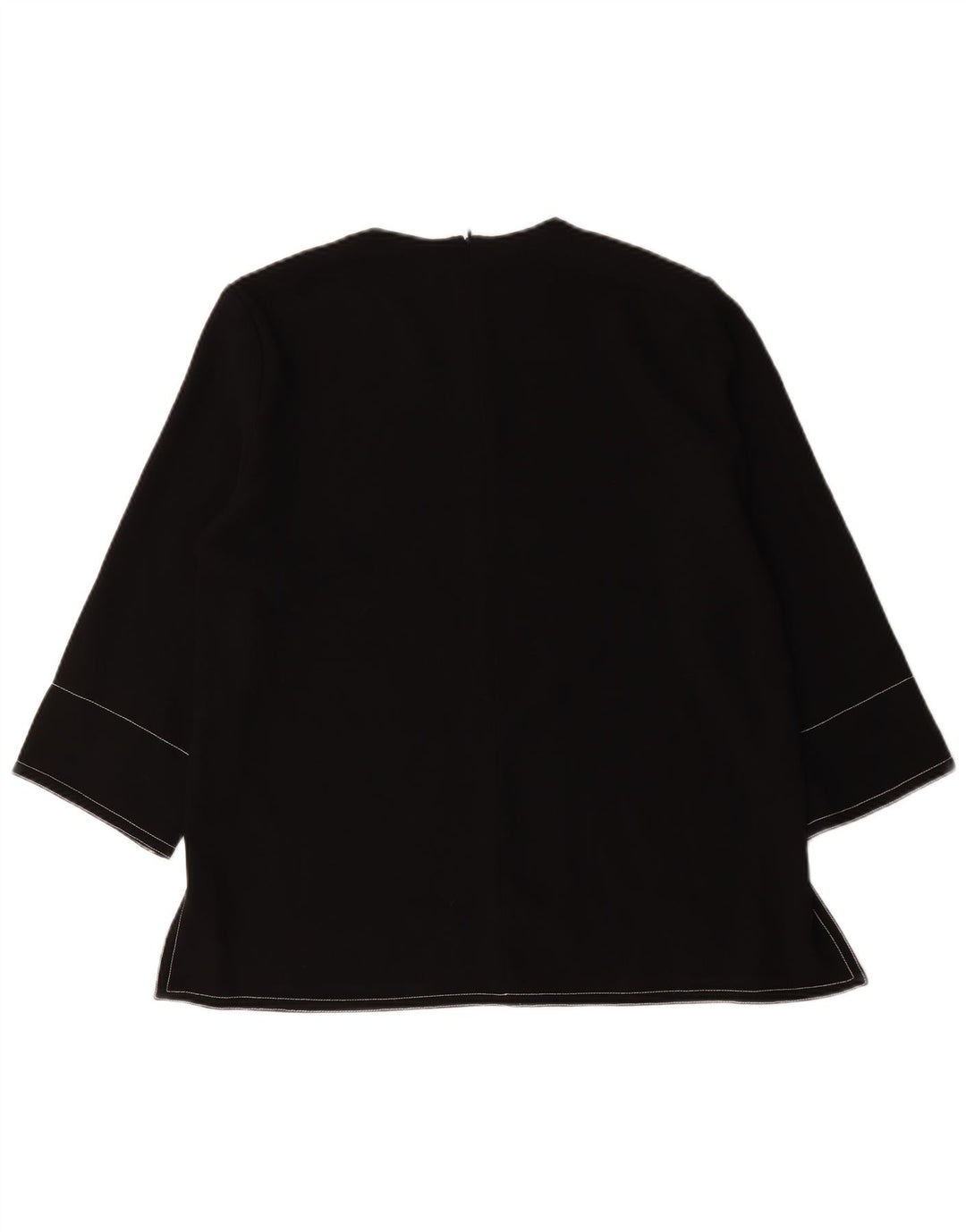 Zara Womens 3/4 Sleeve Blouse Top UK 16 Large Noir Polyester