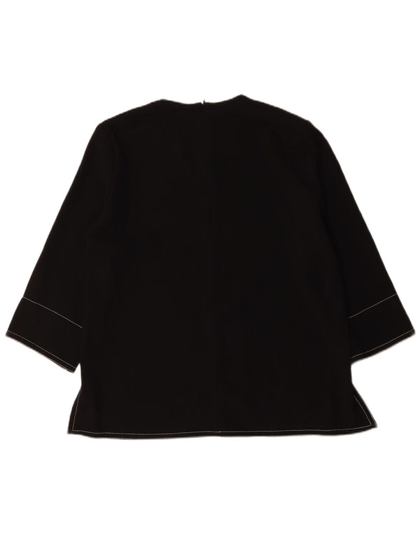 Zara Womens 3/4 Sleeve Blouse Top UK 16 Large Noir Polyester