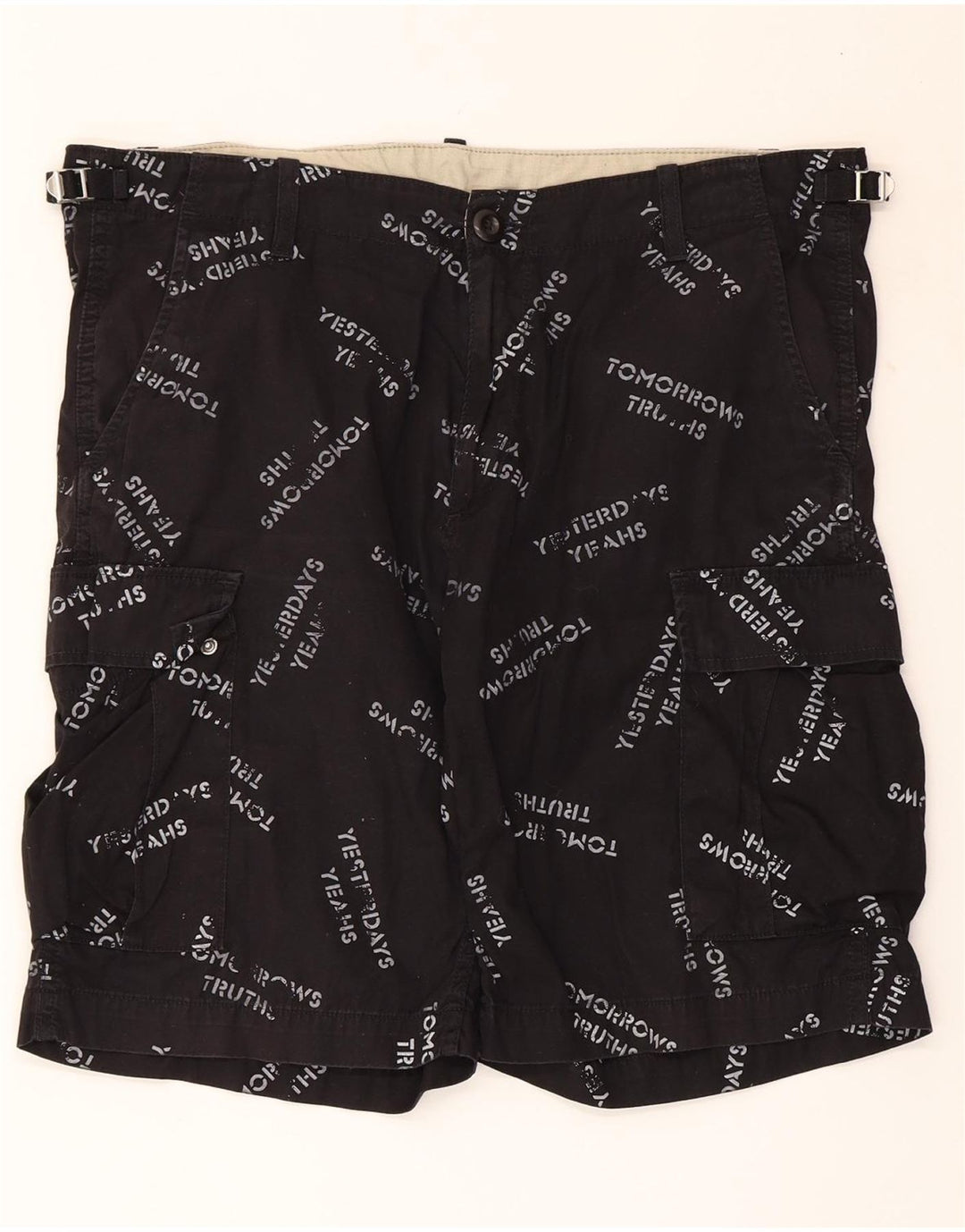 CARHARTT Short cargo graphique pour hommes W34 grand coton noir