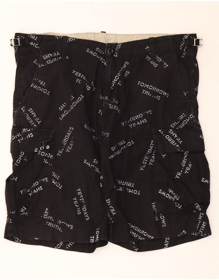 CARHARTT Short cargo graphique pour hommes W34 grand coton noir