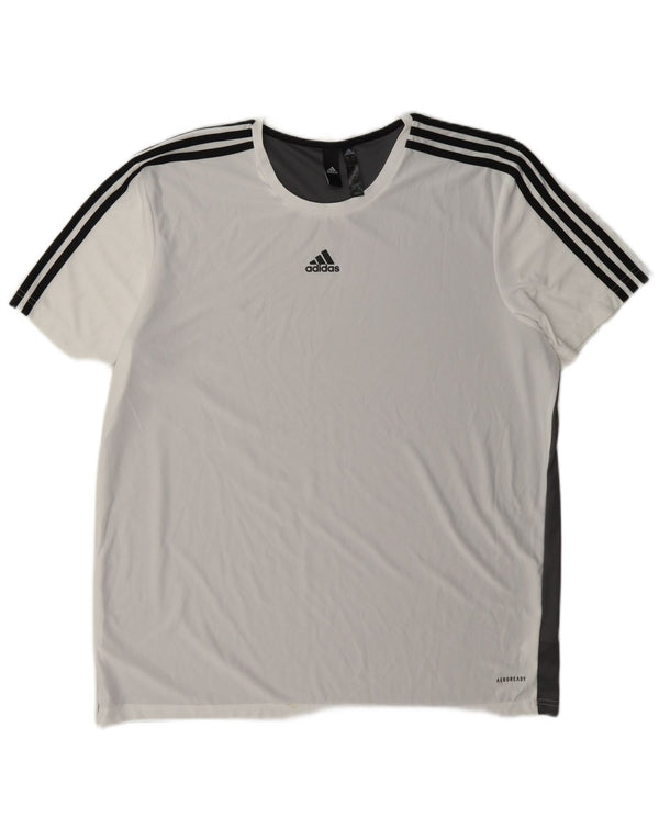 Adidas Hommes Aeroready T-Shirt Top XL Blanc Colorblock Polyester
