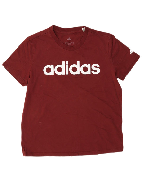 Adidas T-shirt graphique pour femme UK 16/18 Grand coton bordeaux