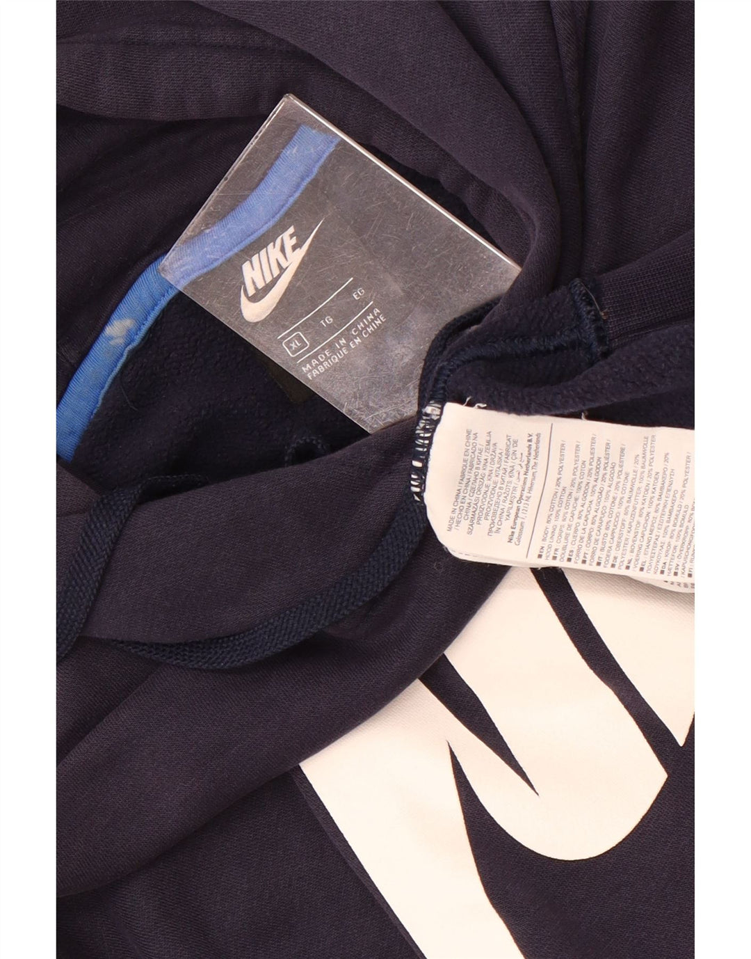 Nike Pull à capuche graphique pour homme XL en coton bleu marine