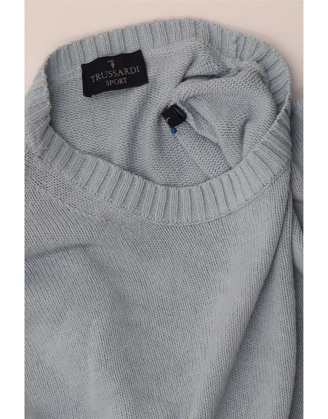 Trussardi Pull Col Ras Du Cou Grand Bleu Homme