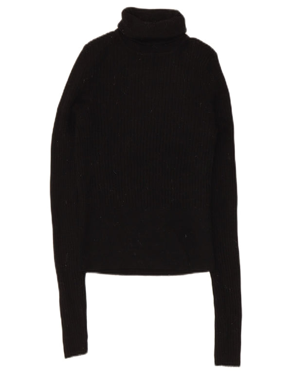Zara Pull court à col roulé pour femme UK 8 Small Noir Viscose
