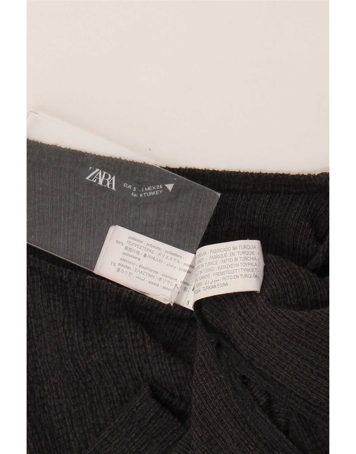 Zara Femme Top Manches Longues UK 10 Petit Noir Polyester