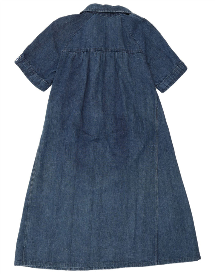VINTAGE Robe en jean femme UK 12 Bleu moyen