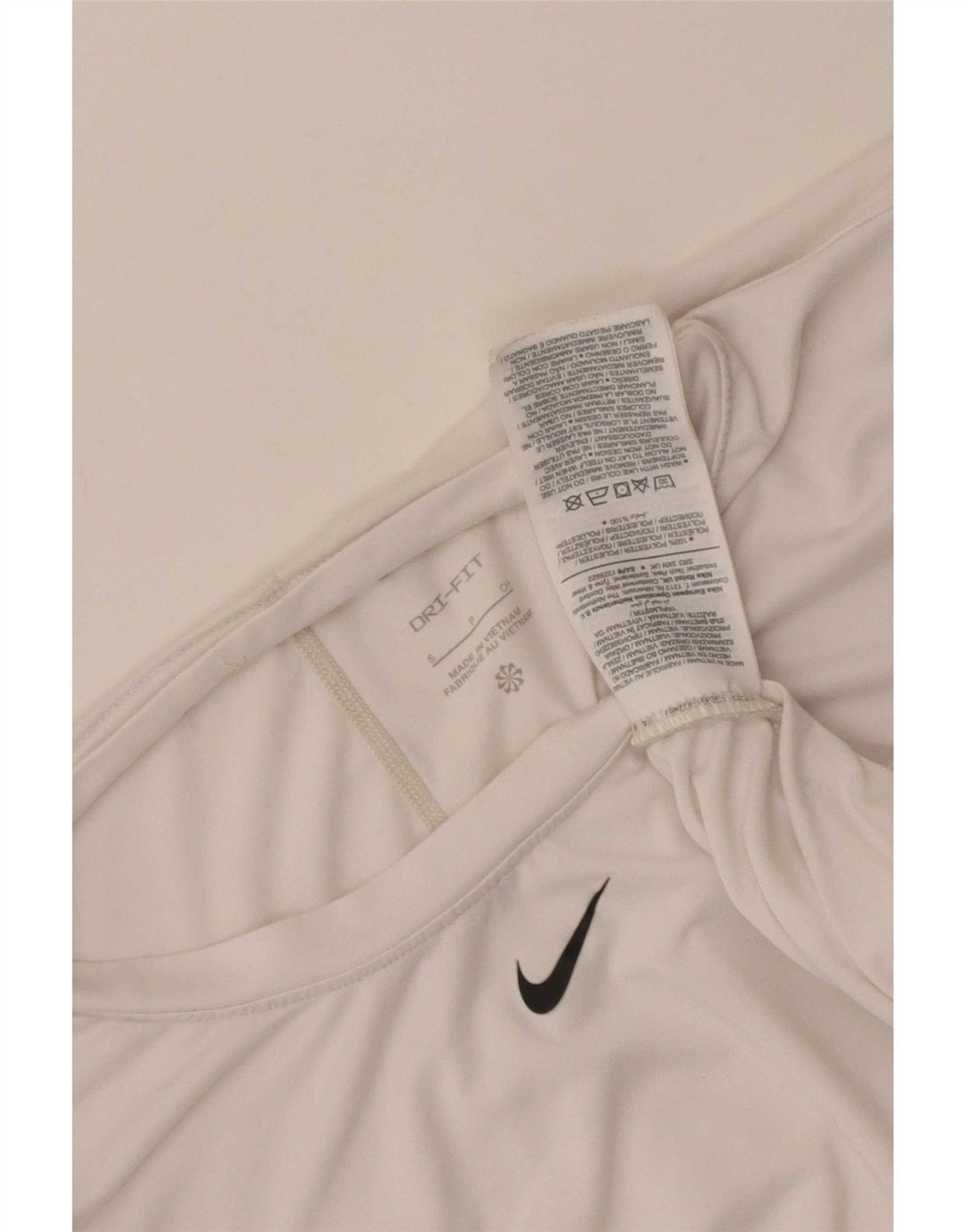 Nike Womens Dri Fit T-Shirt Top UK 10 Petit Blanc Polyester