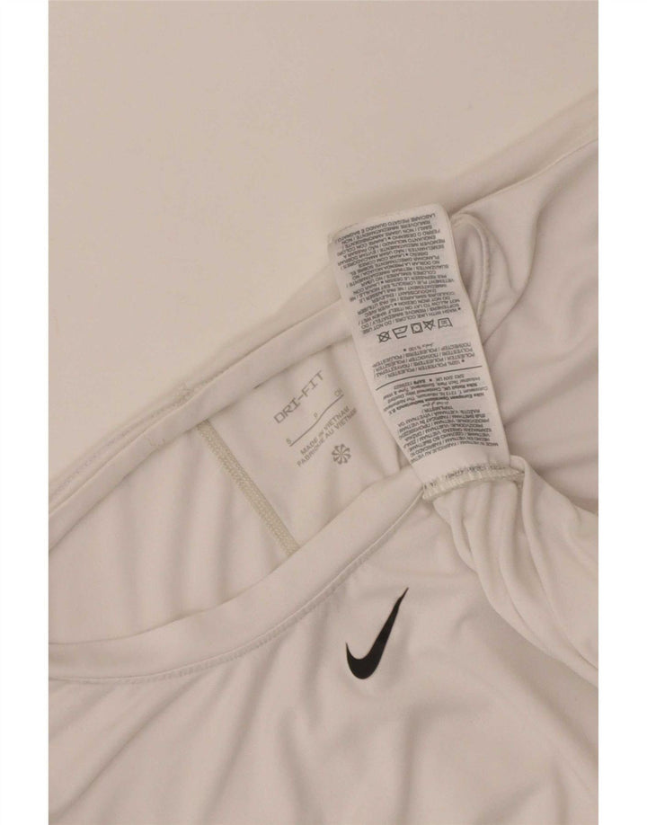 Nike Womens Dri Fit T-Shirt Top UK 10 Petit Blanc Polyester